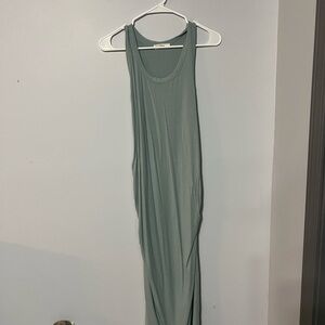 Sleeveless Ribbed Maxi Maternity Dress in Sage